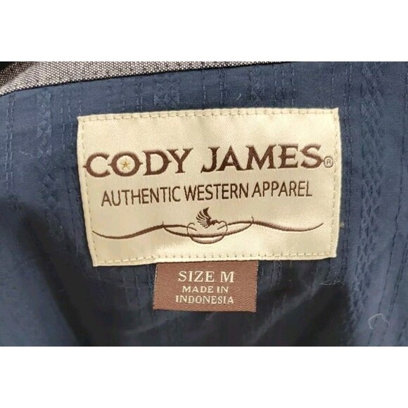 Western Apparel Cowboy Shirt Pearl Snap Button Navy Blue | Cody James Size M - Picture 7 of 8